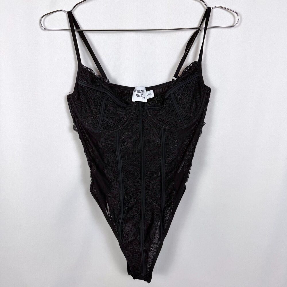 Princess Polly Brentwood Bodysuit Black Lace Corset Sexy Style L/XL